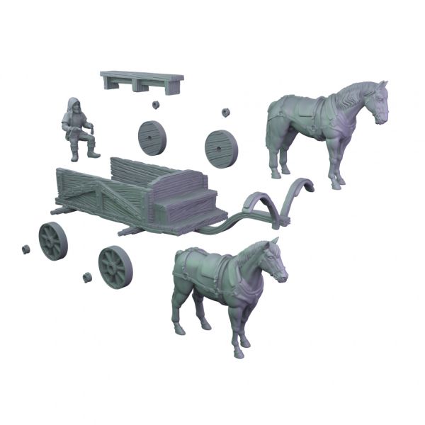 Cargo Cart with Horses / Lastkarren mit Pferden
